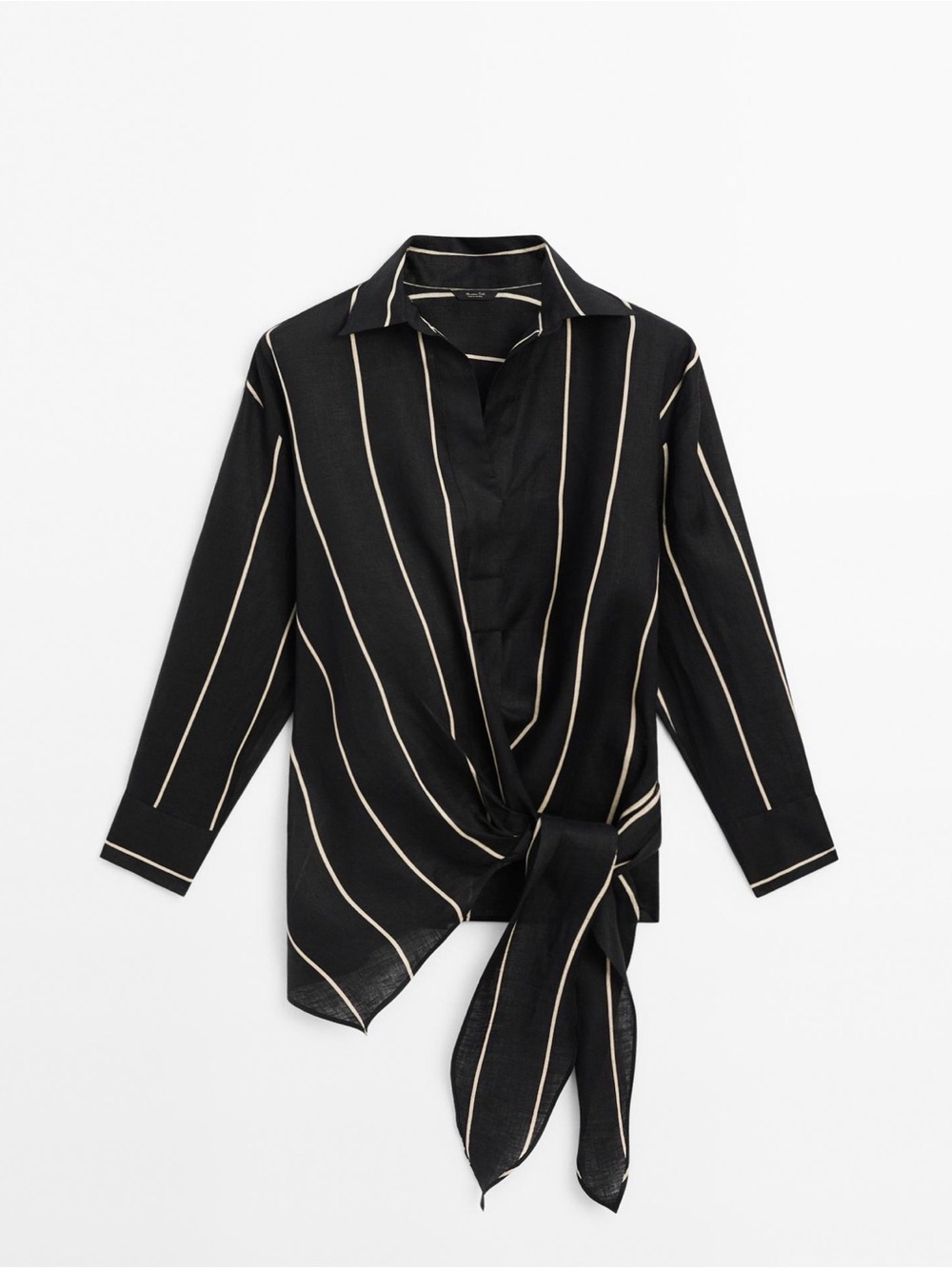 Massimo Dutti 100% Linen Striped Shirt